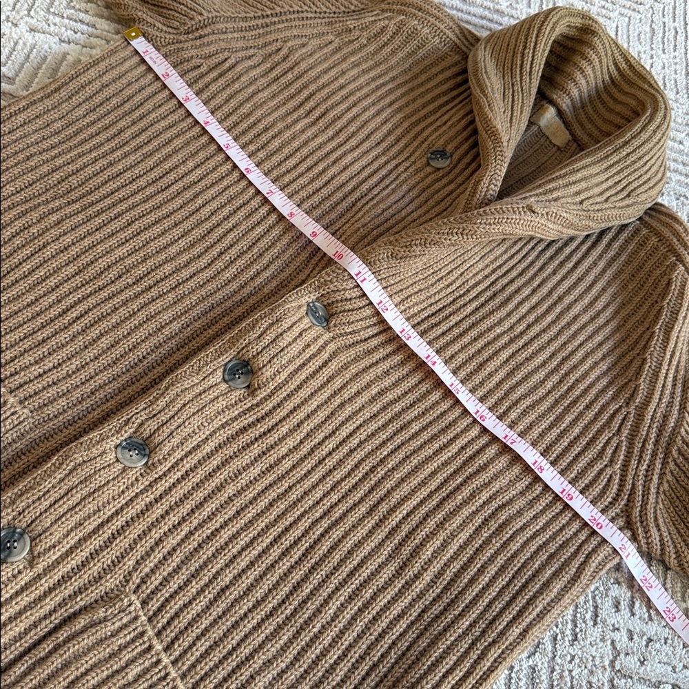 Burberry Vintage Shawl Collar Chunky Cardigan Tan Wool Blend Sweater - Picture 4 of 9